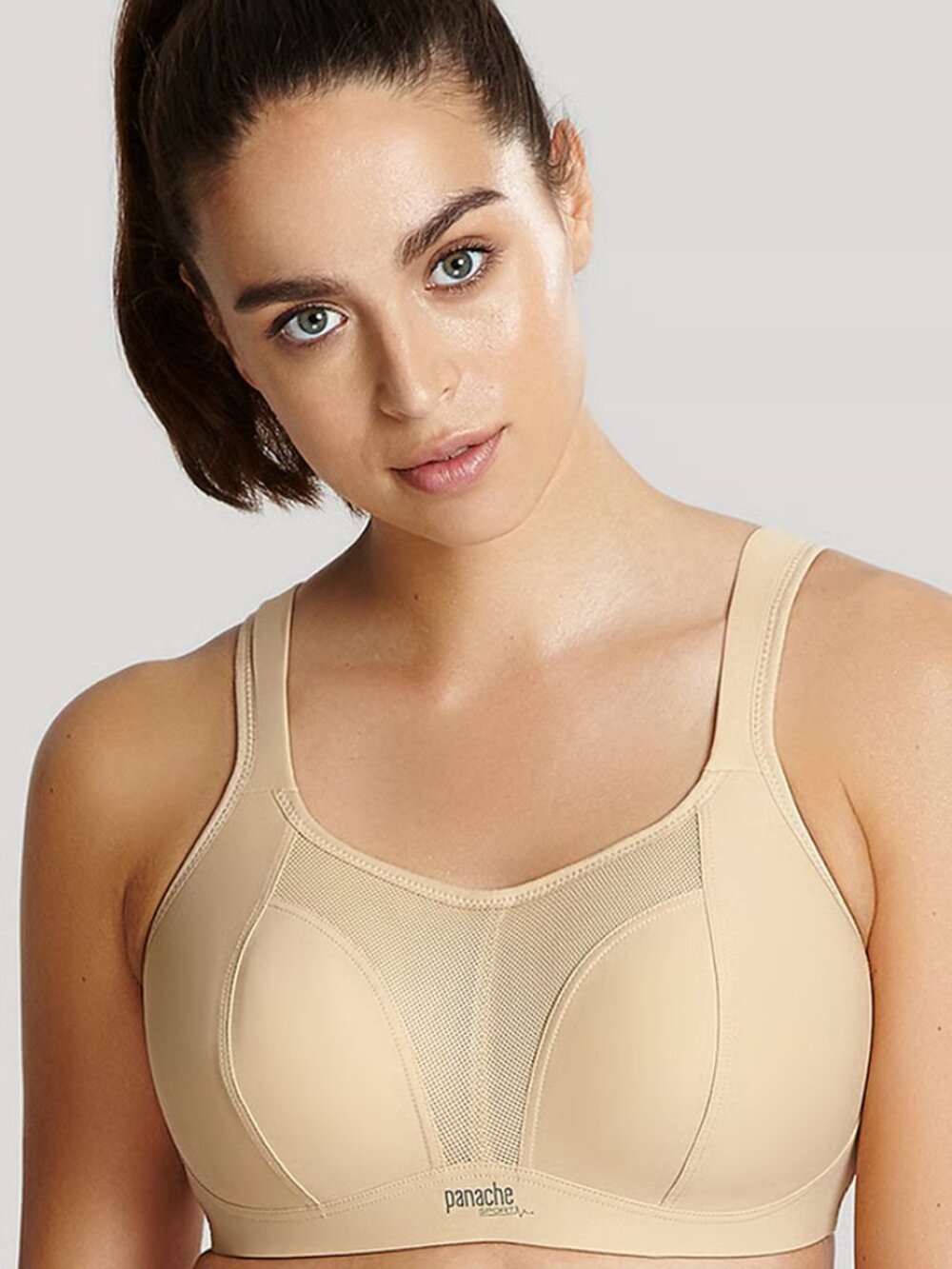Panache wireless high impact Sports Bra convertible 32dd 32e Nude beige tan